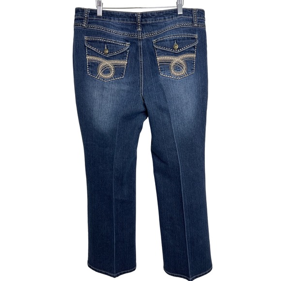 Cato Premium Womens Plus Size 16WP Dark Wash Embroidered Contrast Stitch Jean D4 - Picture 3 of 16